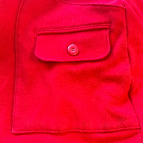 Woolrich Woman USA Made Red Wool Coat Large Funnel Neck Buckle Vintage 30328 - Picture 10 of 16
